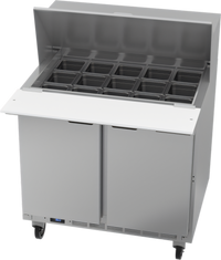 Beverage-Air 36-Inch 2-Section Mega Top Refrigerated Prep Table with 15-Pan Opening