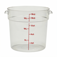 Cambro Camwear Round Polycarbonate Food Storage Container, 18 Qt, Clear, Container Only