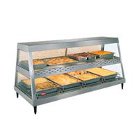 Hatco Glo-Ray® 4-Pan Countertop Heated Display Case, See-Thru Straight Glass Front with Rear Sliding Doors