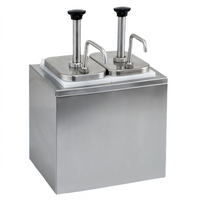Winco 2-Pump Countertop Stainless Steel Condiment Dispenser with 2 Inserts