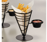 Ironworks Conical French Fry Basket with 3 oz Ramekin, Black Wrought Iron, 5-Inch Dia. x 9-Inch H