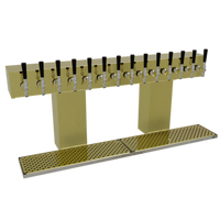 Glastender 14-Faucet Countertop Bridge Draft Dispensing Tower, Glycol-Cooled, Polished Brass Finish