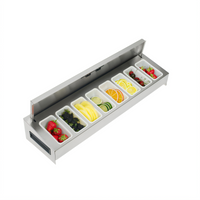 Krowne Royal Series 9-Compartment Stainless Steel Garnish Station with Sliding Cover for 36-Inch Ice Bin