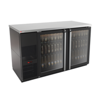 Pro-Line E-Series Two-Section Self-Contained Refrigerated Back Bar Cooler with Glass Doors, 59-1/2 Inch, Black