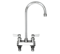 Fisher Stainless Steel 4-Inch Center Deck Mount Manual Faucet with 6-Inch Swivel/Rigid Gooseneck Spout and Lever Handles