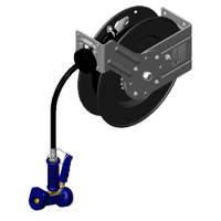 Open Epoxy-Coated Steel Retractable Hose Reel with 3/8 Inch x 35 Foot Hose and Brass Water Gun