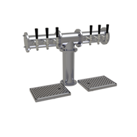 Countertop Pipe Tee Draft Dispensing Tower, 6 Faucet, 1 Column, Glycol-Cooled, Stainless Steel