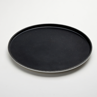 Lift Collection 13-Inch Round Melamine Plate, White with Black Speckles