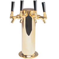 4-Faucet Air-Cooled Countertop Column Draft Beer Tower with Polished Stainless Steel Finish