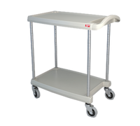 Metro myCart Series 2-Shelf Polymer Utility Cart with Open Base and Swivel Casters, Gray