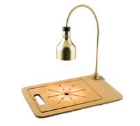 Cres Cor Star Series Countertop Carving Station with 250W Infrared Heat Lamp, Flexible Arm, Wood Fiber Cutting Board and Polished Brass Hood