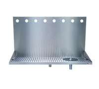 Micro Matic USA Wall-Mount Stainless Steel Drip Tray Trough with Integral Glass Rinser, 24 Inch, 8 Faucet Holes
