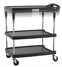 Metro myCart Plus 3-Shelf Black Polymer Utility Cart, 30 x 20 in., Adjustable Height