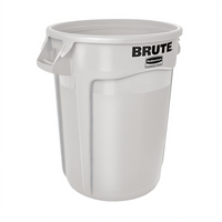 Rubbermaid Commercial BRUTE ProSave 32 Gallon Round Open-Top Trash Container, White