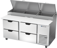 Beverage-Air 67-Inch Two-Section Pizza Prep Table with 4 Drawers