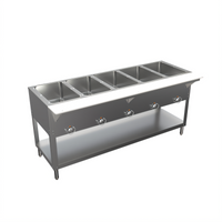 BK Resources 5-Pan Electric Open-Well Steam Table with Cutting Board Shelf and Undershelf