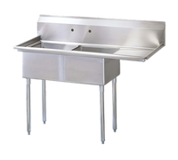 Turbo Air 2-Compartment Sink with Right-Hand Drainboard, 18