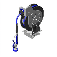 Epoxy Coated Wall-Mount Open Hose Reel Assembly with 35-Foot 3/8-Inch Hose and High Flow Spray Valve