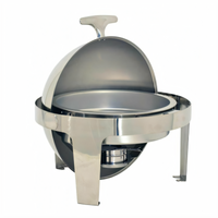 Omcan Round 6 Qt Stainless Steel Chafing Dish with Roll-Top Lid