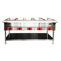 CookRite 72-1/2-Inch Stainless Steel Electric Steam Table with 5 Open Pan Wells, Wet or Dry Heat