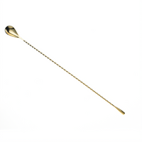 Barfly Classic 15-3/4 Inch Gold-Plated Stainless Steel Bar Spoon with Weighted Teardrop End