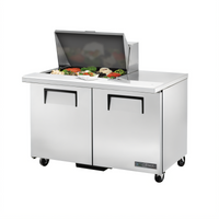 True Mega Top 48-Inch 2-Section 2-Door Sandwich/Salad Prep Table with 12-Pan Top