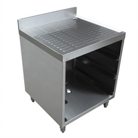 Omcan USA 24 x 23 x 33-Inch 304 Stainless Steel Glass Rack Storage Unit with Drainboard Top and Open Front Cabinet Base
