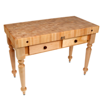 John Boos Cucina Rustica 48-Inch x 24-Inch End Grain Butcher Block Work Table with 2 Drawers