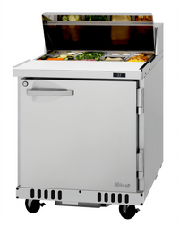 Turbo Air PRO Series 27-1/2-Inch Front-Breathing One-Section Sandwich/Salad Prep Table with 8-Pan Top and Solid Locking Door