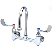 Low-Lead Medical Wall-Mount Mixing Faucet, 8-Inch Centers, 5-3/4-Inch Swivel Gooseneck
