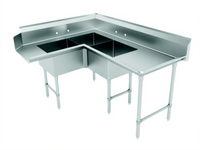 Advance Tabco 96-Inch Left-Hand Corner Dishtable with 3-Compartment Sink and 48-Inch Drainboard