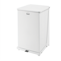 Defenders 25 Gallon Square Step Can with Retainer Band and Plastic Liner, White