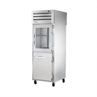 True Spec Series One-Section Pass-Thru Reach-In Refrigerator with Glass and Stainless Steel Half Front Doors, Stainless Steel Rear Door
