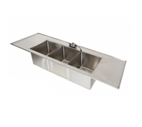 75-Inch Three-Compartment Drop-In Stainless Steel Sink with Dual Drainboards