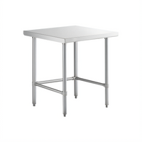 Sapphire 30-Inch x 14-Inch Stainless Steel Flat Top Work Table with Open Base and Legs