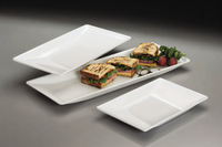 American Metalcraft 18-3/8 Inch Trapezoid Break-Resistant Melamine Serving Platter, White, Slim Rim