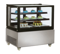 Omcan Square Glass Full-Service Refrigerated Bakery Display Case, Floor Model, 13 Cu. Ft., Stainless Steel