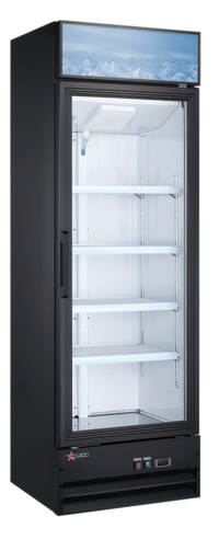 Omcan 14 Cu. Ft. One-Section Reach-In Glass Door Refrigerator Merchandiser, Black