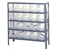 Quantum Heavy Duty Stationary Wire Shelving Unit with 5 Shelves and 20 Clear Bins, 36