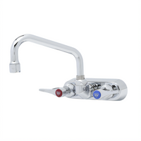 T&S Brass B-1115-CR Wall-Mount Workboard Faucet with 6-Inch Swivel Spout, 4-Inch Centers, and Cerama Cartridges