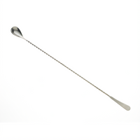 Barfly Japanese Style One-Piece Bar Spoon, 17-1/8 Inch, Stainless Steel, Twisted Stem, Machined End
