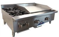 Comstock-Castle 36-Inch Countertop Gas Hotplate and Griddle Combination with 2 Cast Iron Sauté Burners