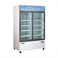 Two-Section Reach-In Glass Door Merchandiser Refrigerator, 45 Cu. Ft., Bottom-Mount Self-Contained, White