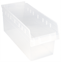 Quantum Economy Nesting Clear Shelf Bin with Rear Hanglock and Label Holder, 8-3/8 x 17-7/8 x 8 Inches