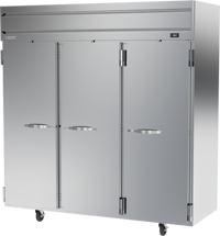 Beverage Air Horizon Series Three-Section Solid Door Reach-In Refrigerator, Top-Mount Self-Contained