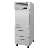 Turbo Air PRO Series One-Section Half Solid Door Reach-In Refrigerator with 2 Drawers, 24.76 Cu. Ft.