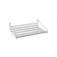 Metro SmartWall 30 Inch W x 18 Inch D Wall-Mounted Grid Shelf with Retaining Edge, Metroseal Gray, Microban