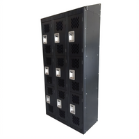 Omcan USA 3-Tier 3-Bank Black Locker with Mesh Doors, 9 Compartments
