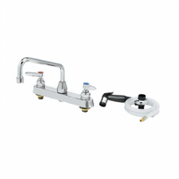 T&S Brass B-1172-CR Deck-Mount Workboard Mixing Faucet with 8-Inch Centers, 8-Inch Swing Nozzle and Side Spray
