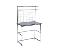 Eagle Group Modular Stainless Steel Workstation with 2 Wire Overshelves and Rear Grid Panel, 48 x 24 x 74 Inches